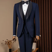 Navy Blue Shawl Lapel Men Tuxedo