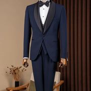 Navy Blue Shawl Lapel Men Tuxedo