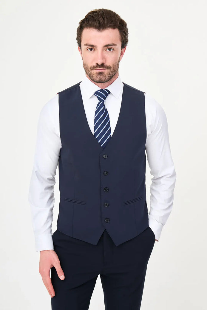 Navy Blue Slim Vest