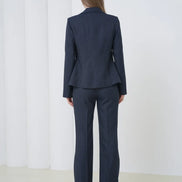 Navy Blue Striped Women Suit