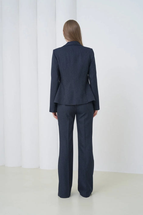 Navy Blue Striped Women Suit