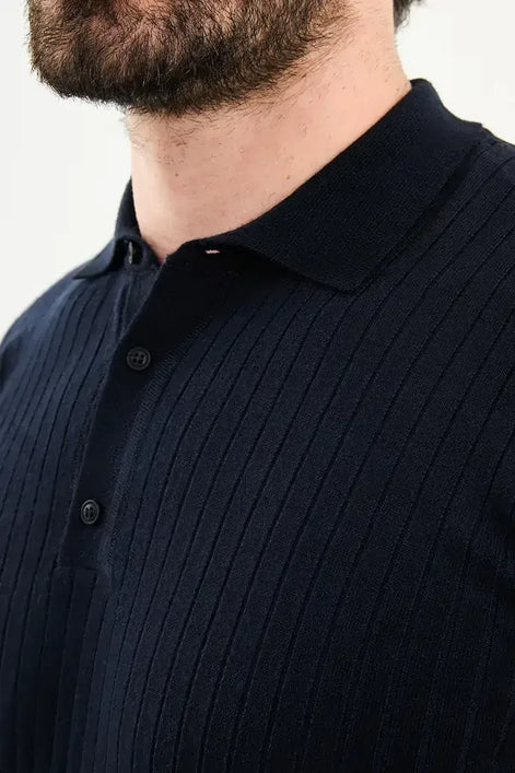 Navy ribbed sweater for men