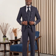 Navy Blue Slim Fit Mandarin Collar Tuxedo
