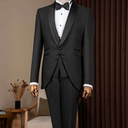 Noir Prestige 3 Piece Tuxedo - Black