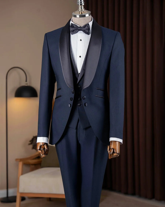 Noir Prestige 3 Piece Tuxedo - Navy Blue