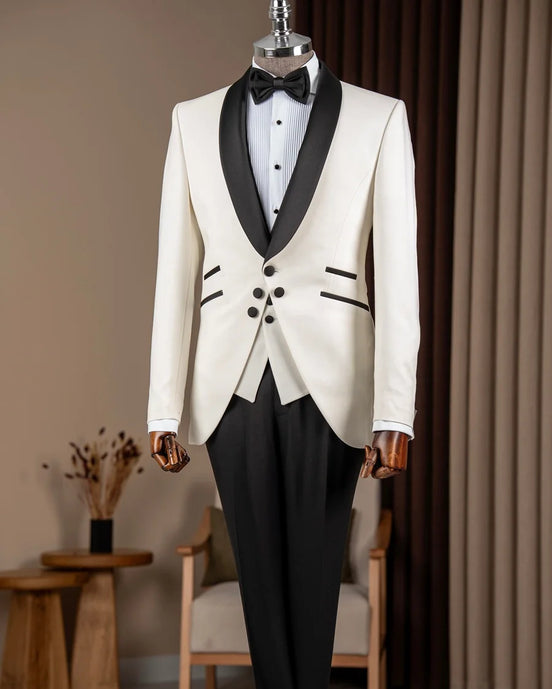 Noir Prestige 3 Piece Tuxedo - White