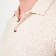 Paisley Knit Jacquard Polo - Beige