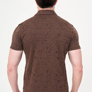 Paisley Knit Jacquard Polo - Brown
