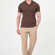 Paisley Knit Jacquard Brown Polo
