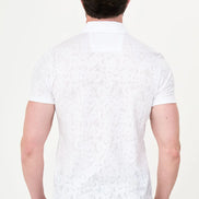 Paisley Knit Jacquard Polo - White
