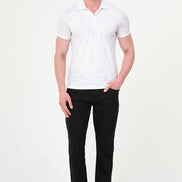 White Paisley Knit Jacquard Polo