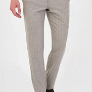 Pinstripe Wool Drawstring Trousers Beige