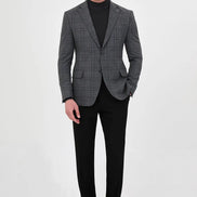 Black Plaid Wool Blazer