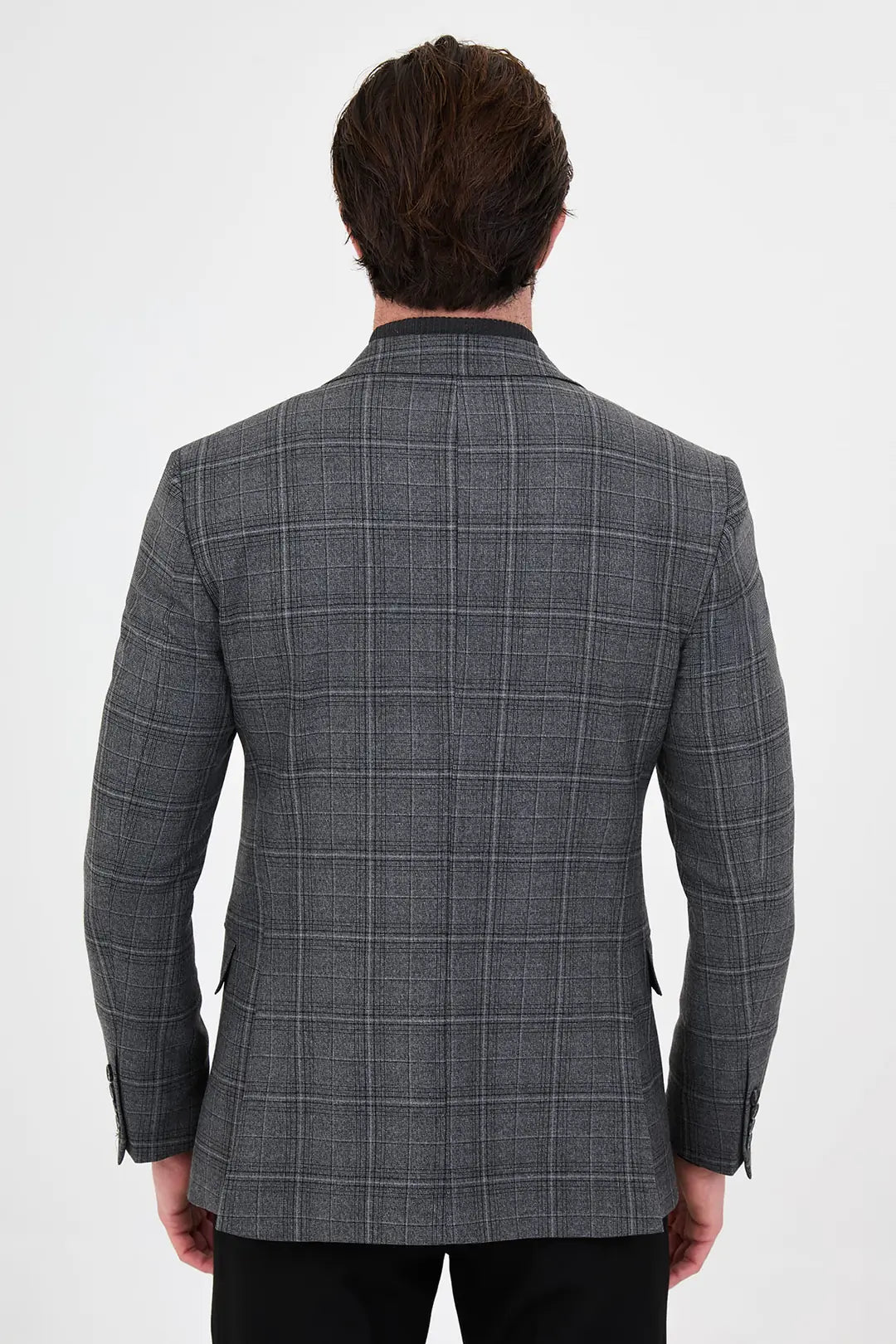Plaid Black Wool Blazer