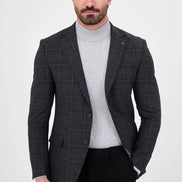 Plaid Navy Blue Wool Blazer