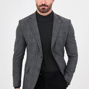 Plaid Black Wool Blazer