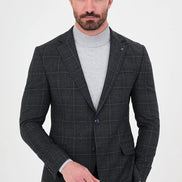 Plaid Navy Blue Wool Blazer