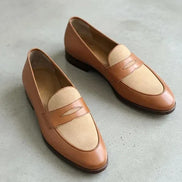 Brown and Beige Leather Loafers