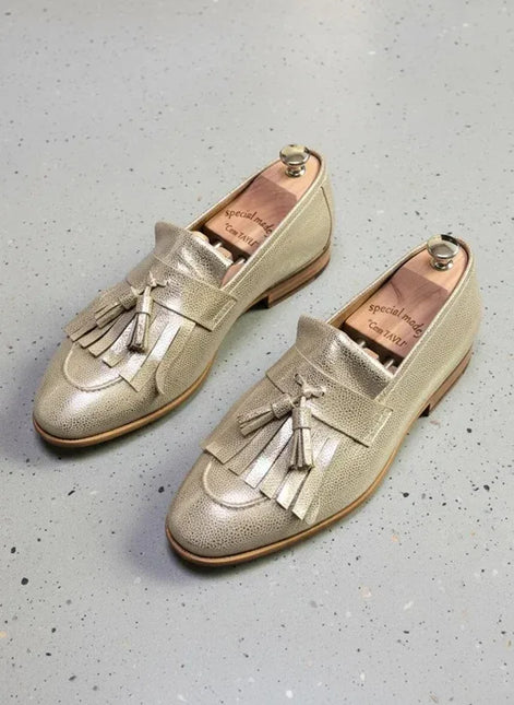 Gray Tassel Loafers