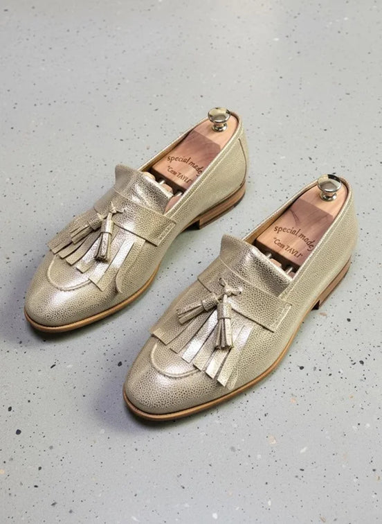 Gray Tassel Loafers