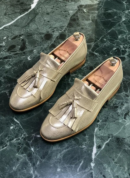 Gray Tassel Loafers