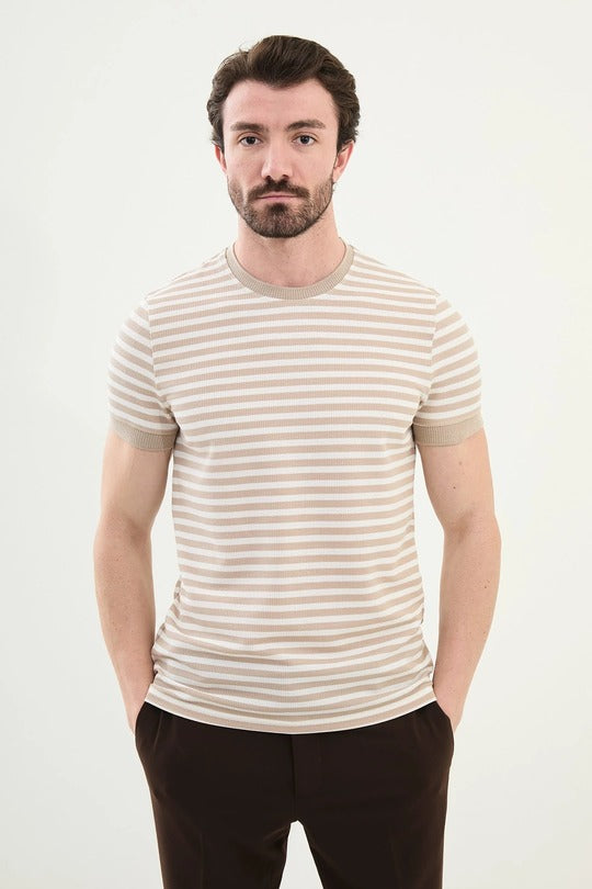 Beige Crew Neck T-Shirt​