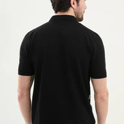 Striped Black Knit Polo Shirt