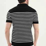 Striped Black Ribbed Polo Shirt