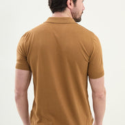 Striped Brown Knit Polo Shirt