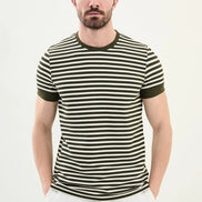 Striped Green Crew Neck T-Shirt