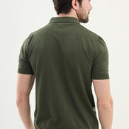 Striped Green Knit Polo Shirt
