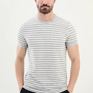 Striped Grey Crew Neck T-Shirt
