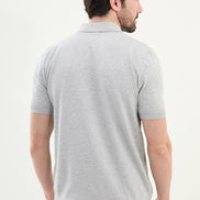 Striped Grey Knit Polo Shirt