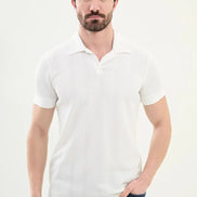 Marina Striped Mens Polo Shirt Off White