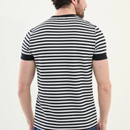 Striped Navy Blue Crew Neck T-Shirt