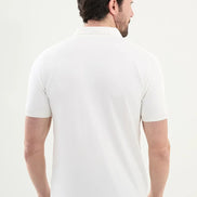 Striped Off White Knit Polo Shirt