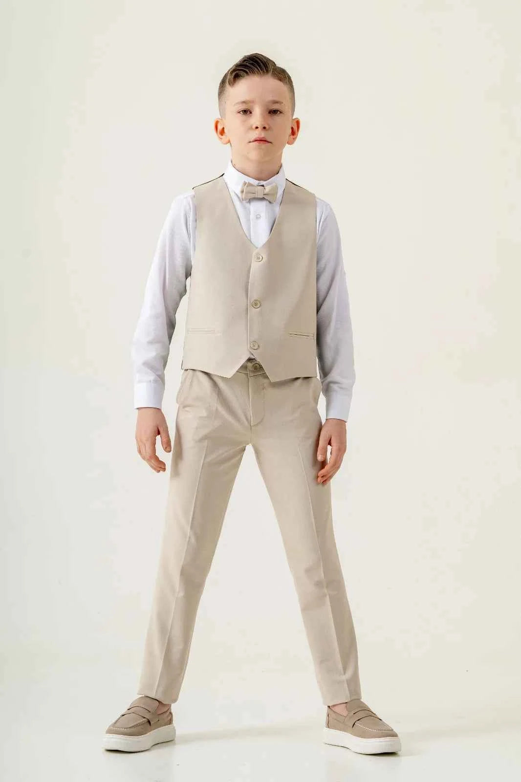 Sturgis Beige Slim Fit Boys Suit