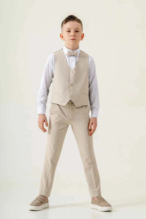 Sturgis Beige Slim Fit Boys Suit