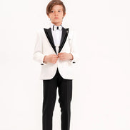White suit with black lapels