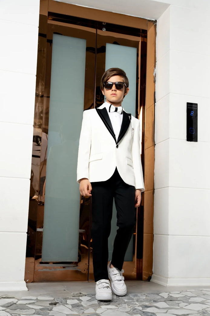 White Slim Fit Peak Lapel Boy Tuxedo