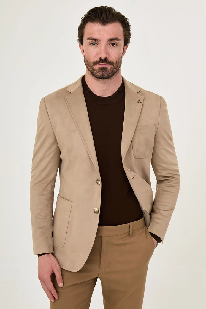 Suede Blazer Beige