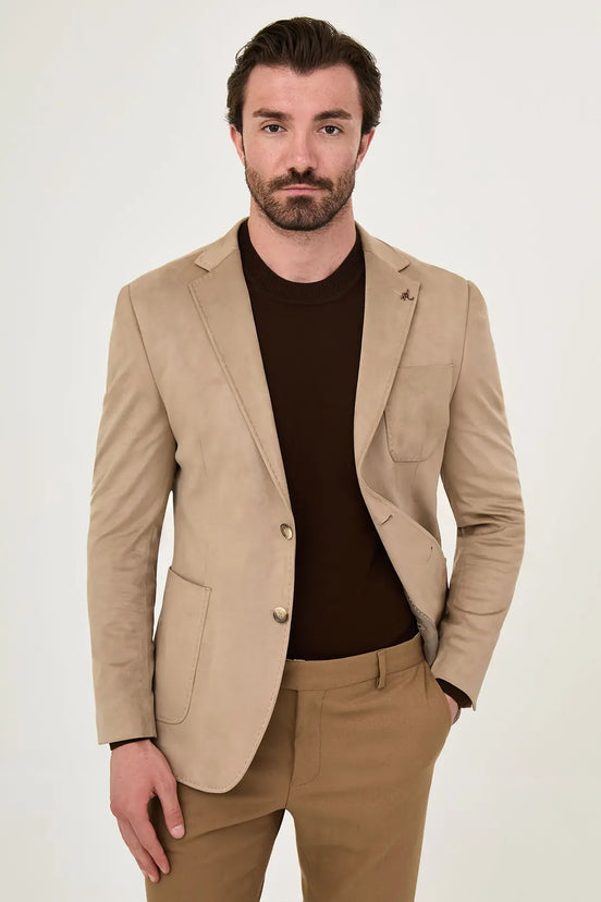 Suede Blazer Beige