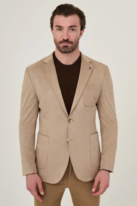 Suede Blazer Beige
