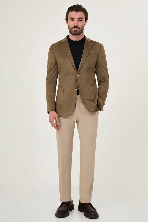 Suede Blazer Olive Green