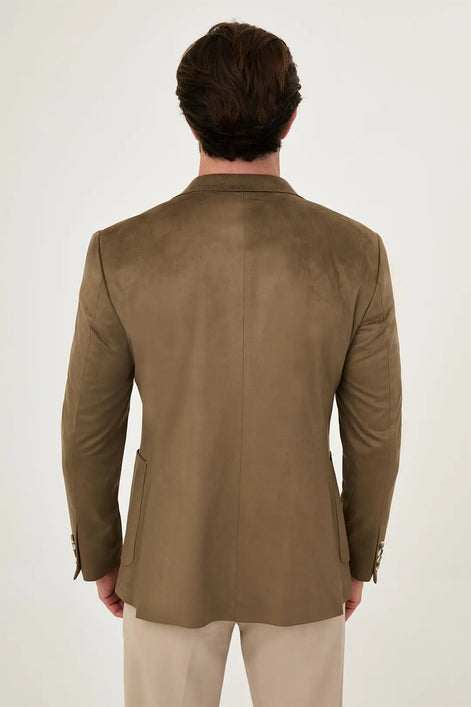 Suede Blazer Olive Green