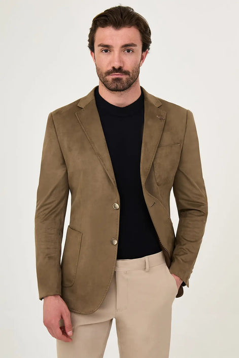 Suede Blazer Olive Green