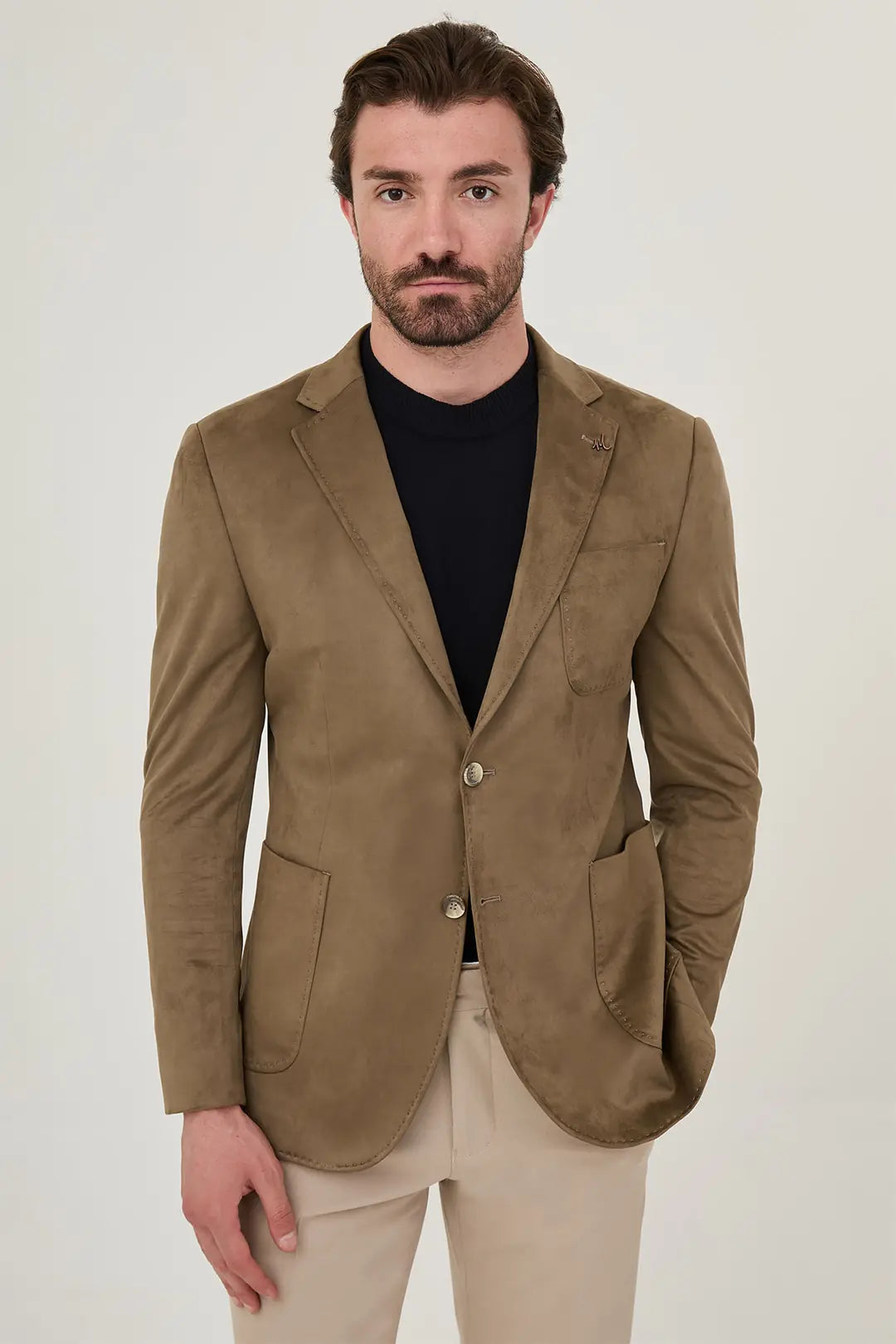 Suede Blazer Olive Green