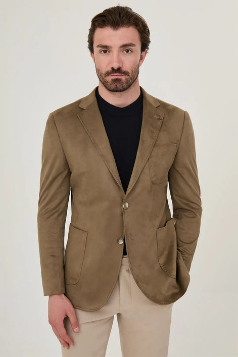 Suede Blazer Olive Green