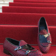 The Abrafo Red Black Double Monk Strap Shoes