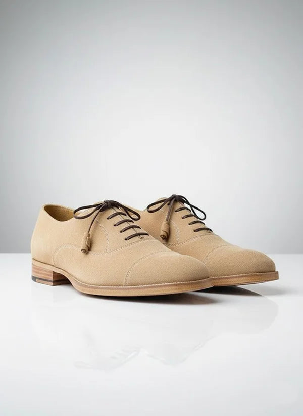Beige Suede Oxford Shoes